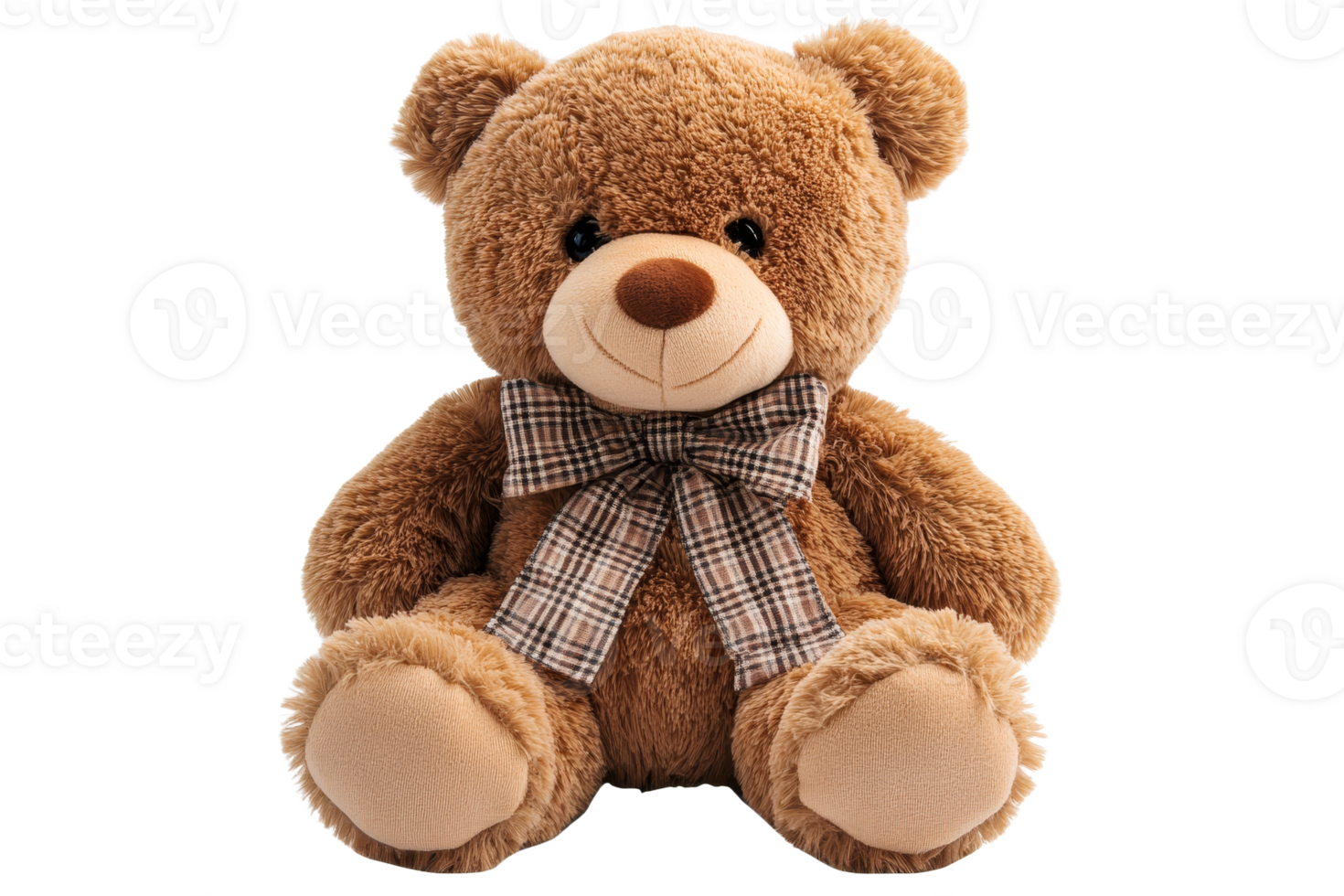 Teddy bear with a checkered bow tie png