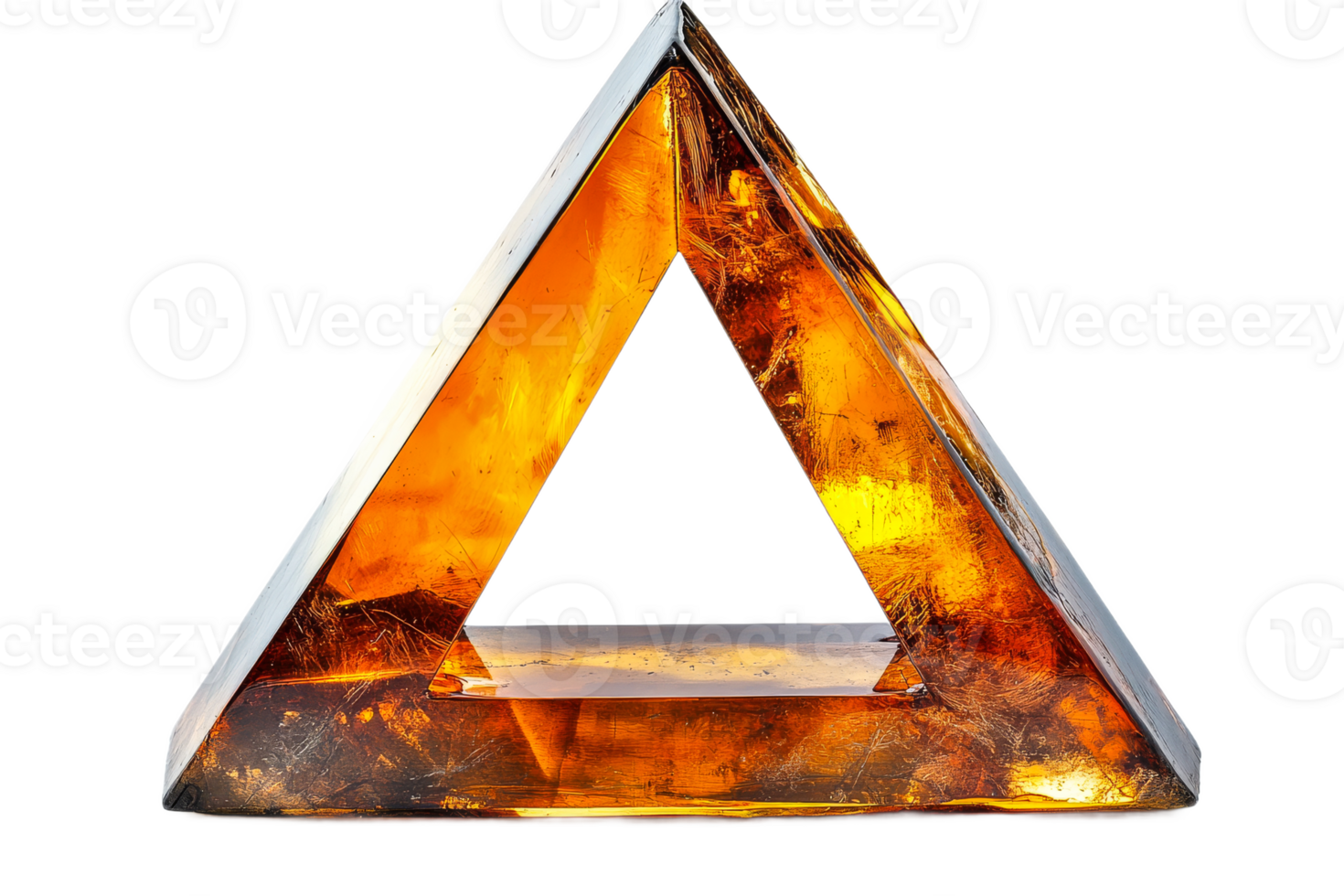 Amber crystal triangle with transparent background png