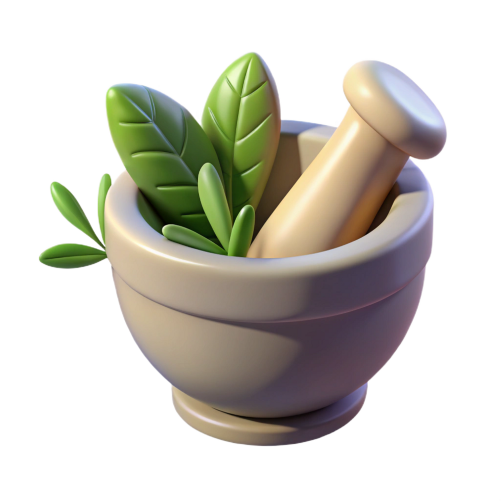 impressive minimalist Mortar and Pestle with Herbs Cutout exclusive png