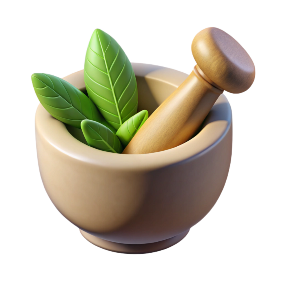 serene abstract Mortar and Pestle with Herbs Cutout exclusive png