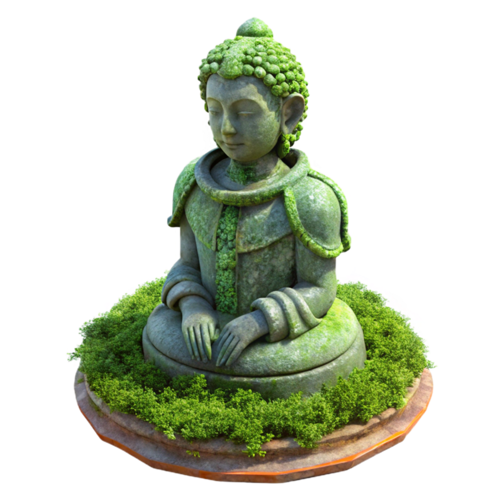 serene creative Moss Covered Statue in Urban Park Cutout Isolated Element high resolution png