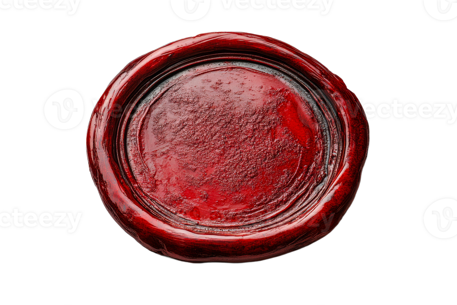 Sealed wax stamp in deep red color on transparent background png