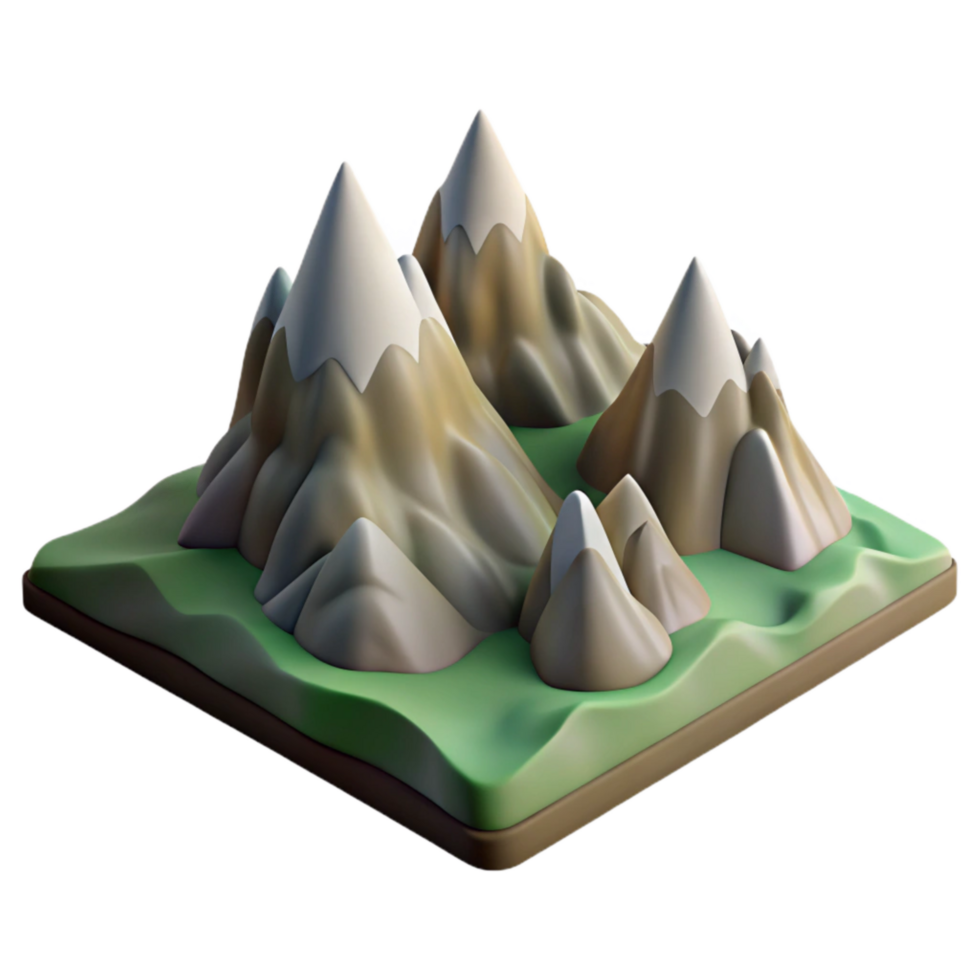 impressive contemporary Mountainous Terrain Isolated Element Dramatic Shadows high quality png