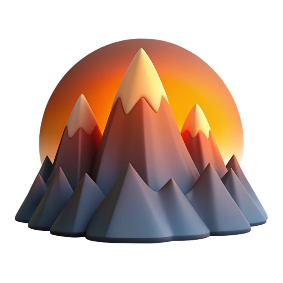wonderful contemporary Mountain Range Silhouette at Sunset Isolated high resolution png