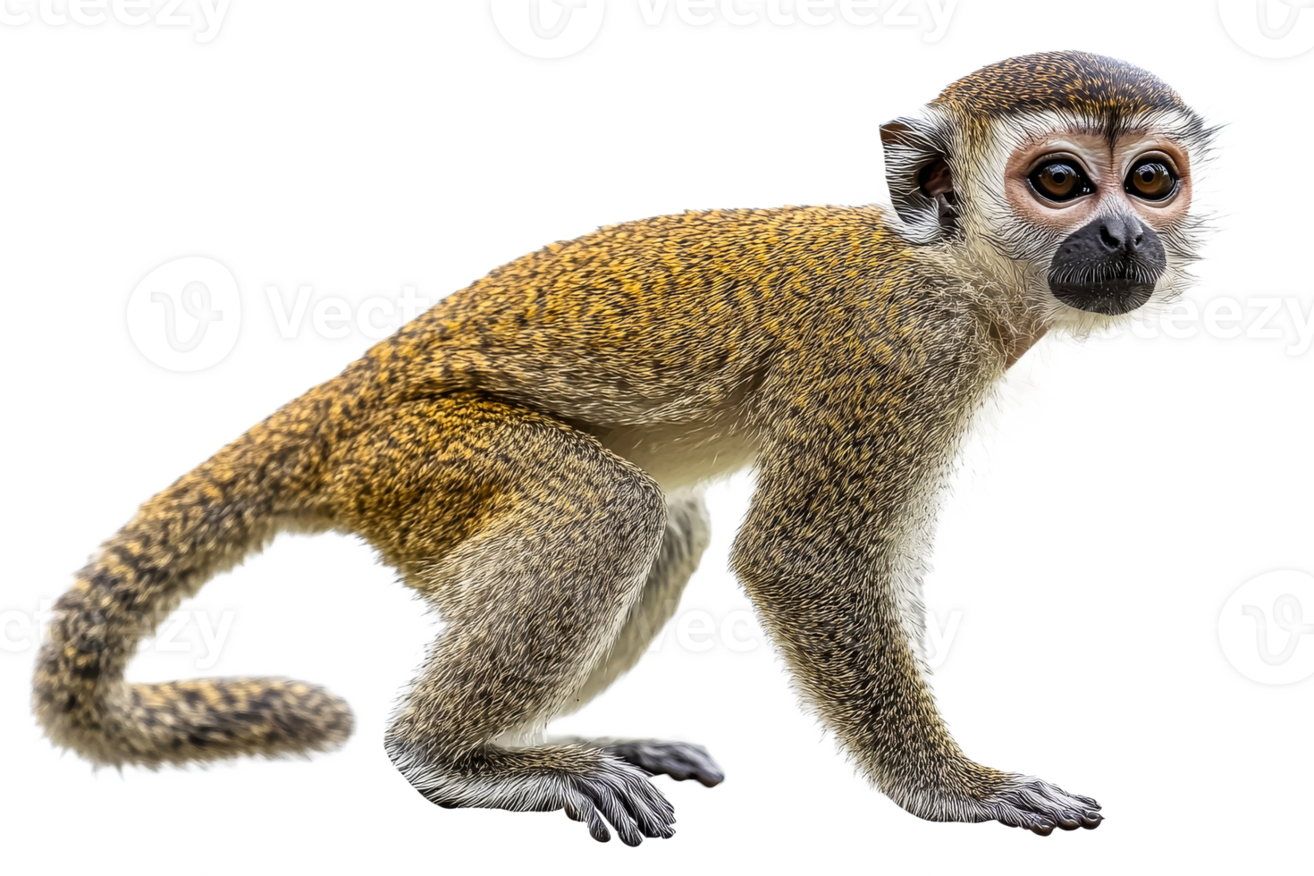 Active monkey with vibrant fur on transparent background png