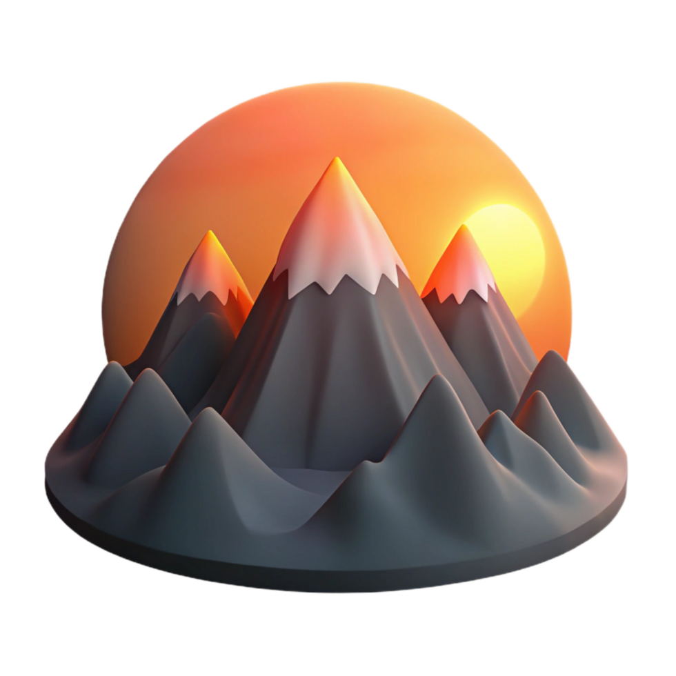 extraordinary modern Mountain Range Silhouette at Sunset Isolated authentic png