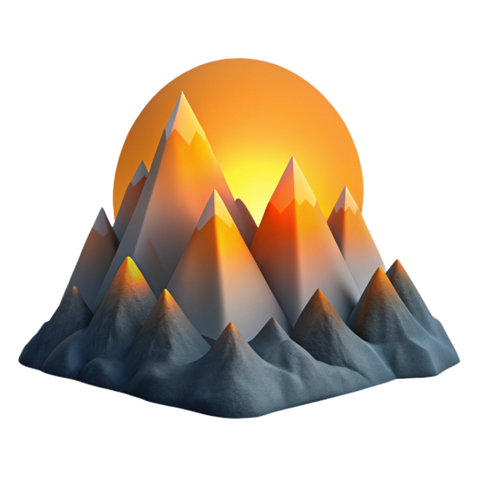 wonderful traditional Mountain Range Silhouette at Sunset Isolated authentic png