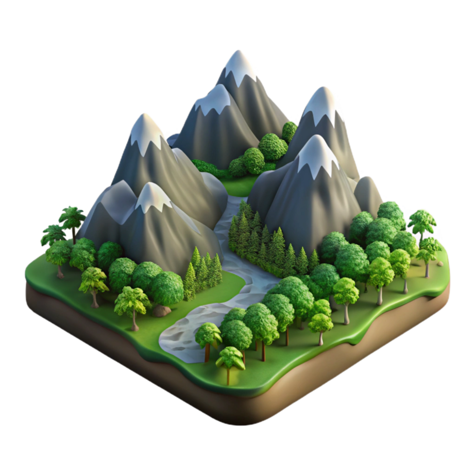 beautiful minimalist Mountain Valley Isolated Element Lush Vegetation genuine png