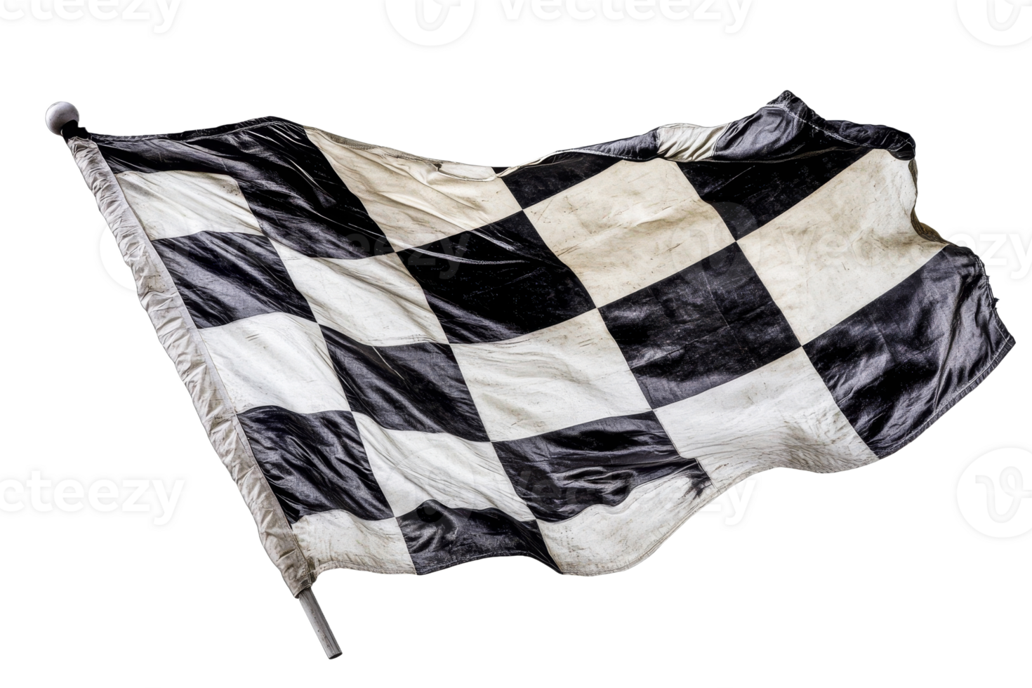 Black and white checkered flag waving in the wind png