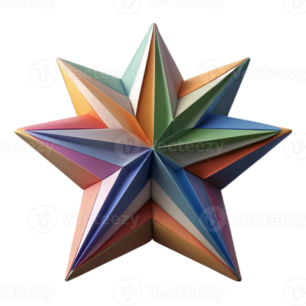 impressive creative Multicolored Paper Star Cutout with Layered Design Transparent high resolution png
