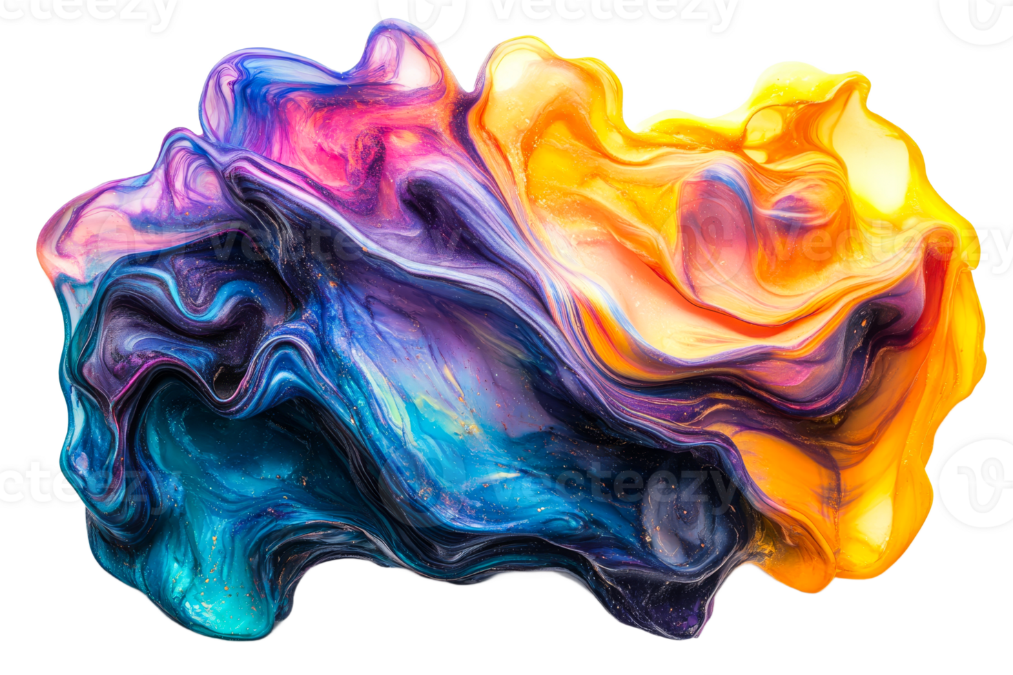 Colorful abstract fluid design with bright hues and movement png