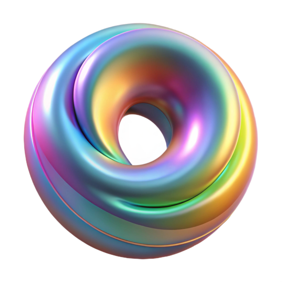 serene abstract Multicolor Holographic Swirl on Transparent Background detailed png