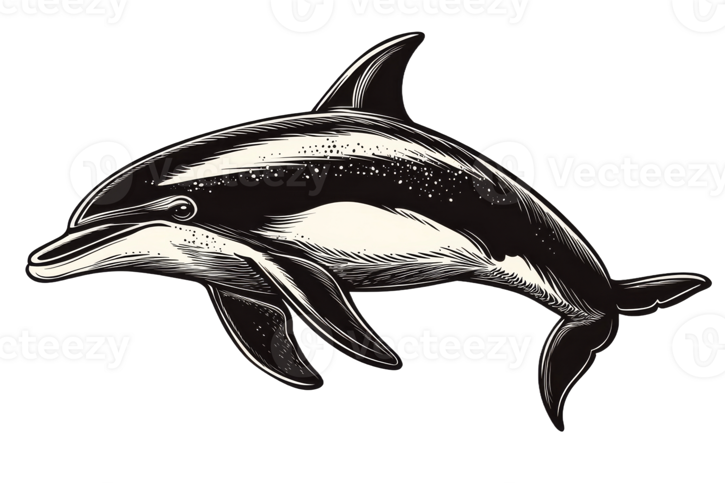 Dolphin swimming gracefully with an elegant design png