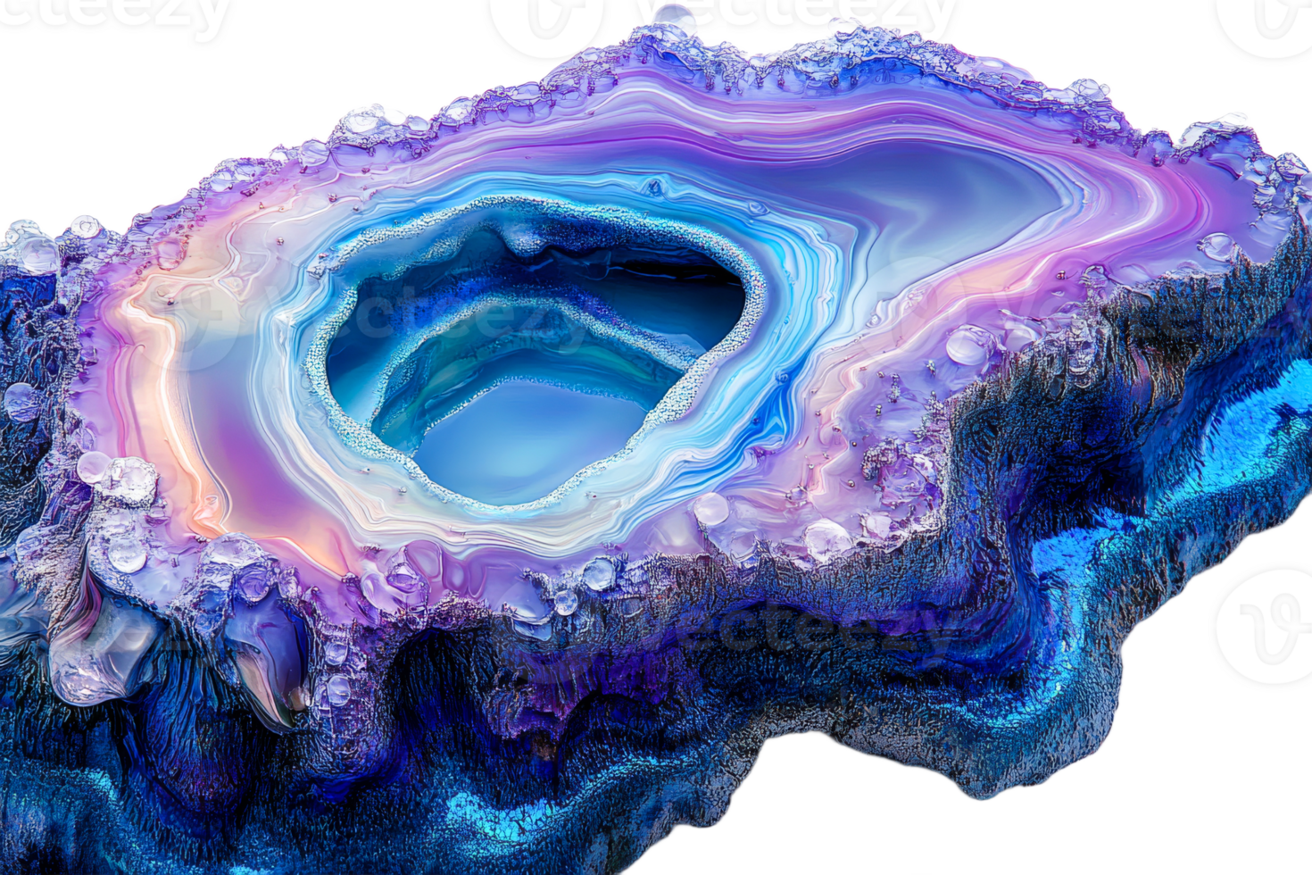 Colorful agate stone with a unique crystal formation png