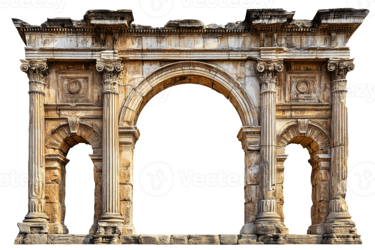 Ancient stone archway with columns and classical design png