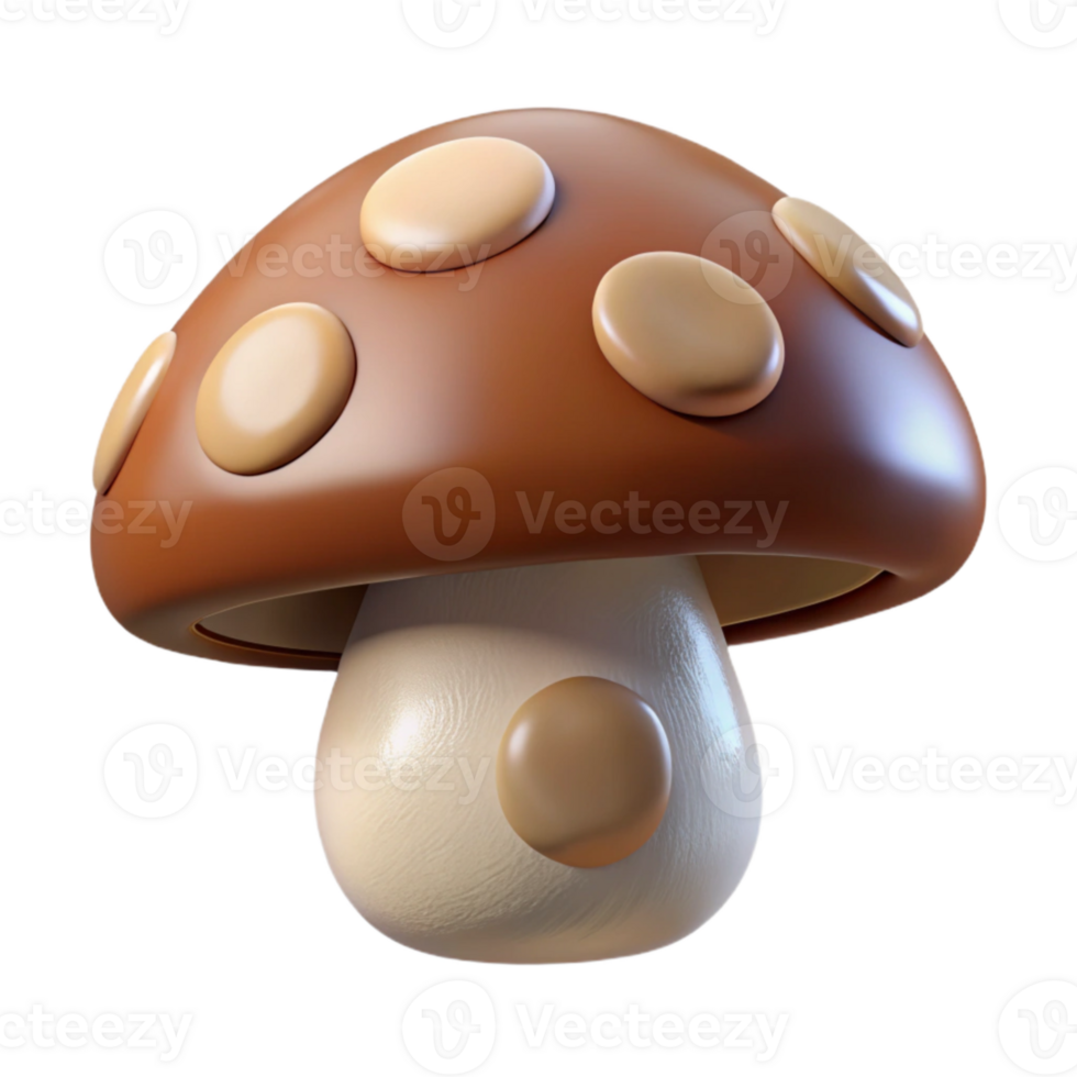 magnificent minimalist Mushroom Cap Brown and White Transparent Background exclusive png
