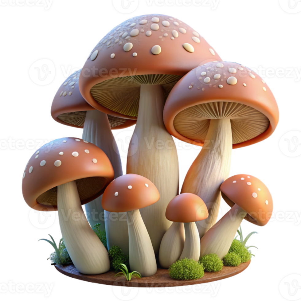 impressive traditional Mushroom Growing in Forest Close Up Isolated authentic png