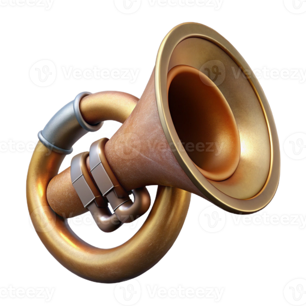 dramatic artistic Musical Horn Cutout with Brass Finish genuine png