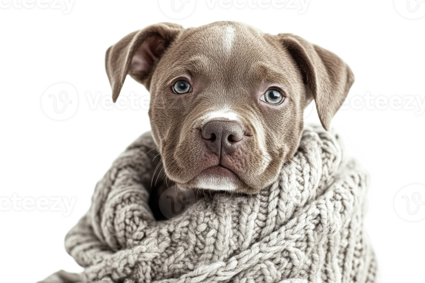 Puppy in cozy sweater on transparent background png