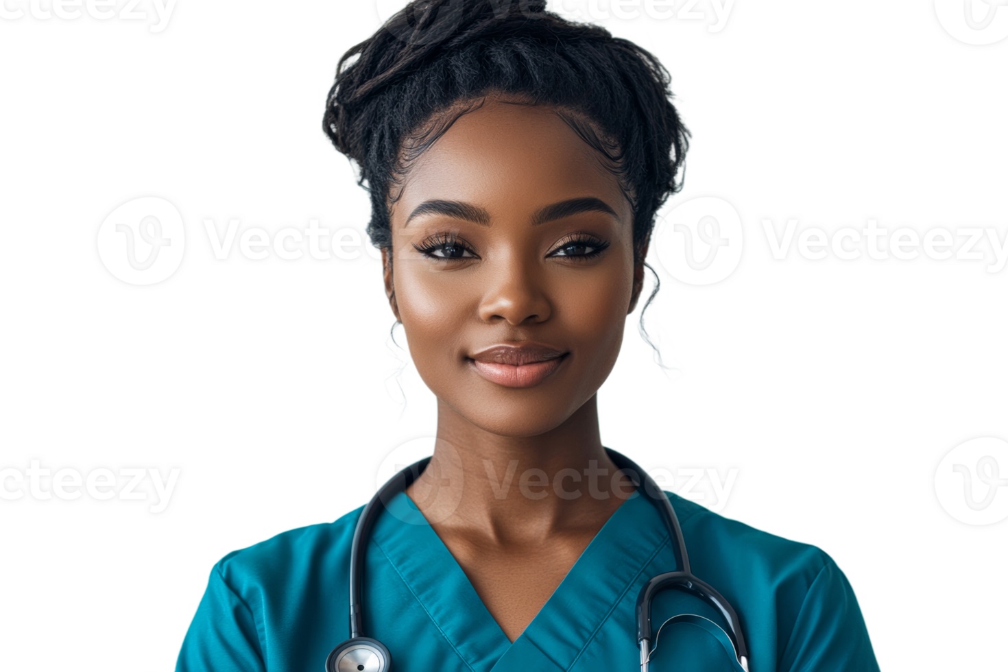 Confident healthcare worker in scrubs and stethoscope png