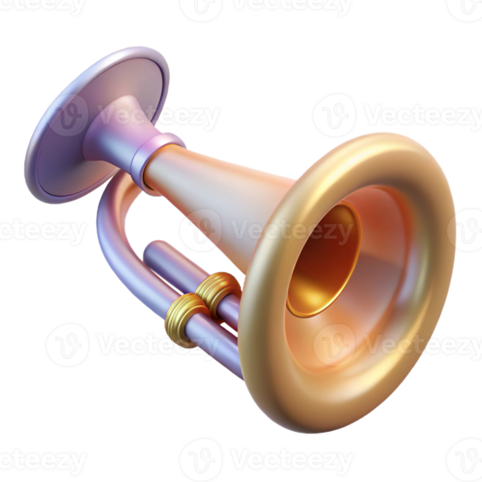 stunning artistic Music Instrument Trumpet Side View Transparent Background professional png