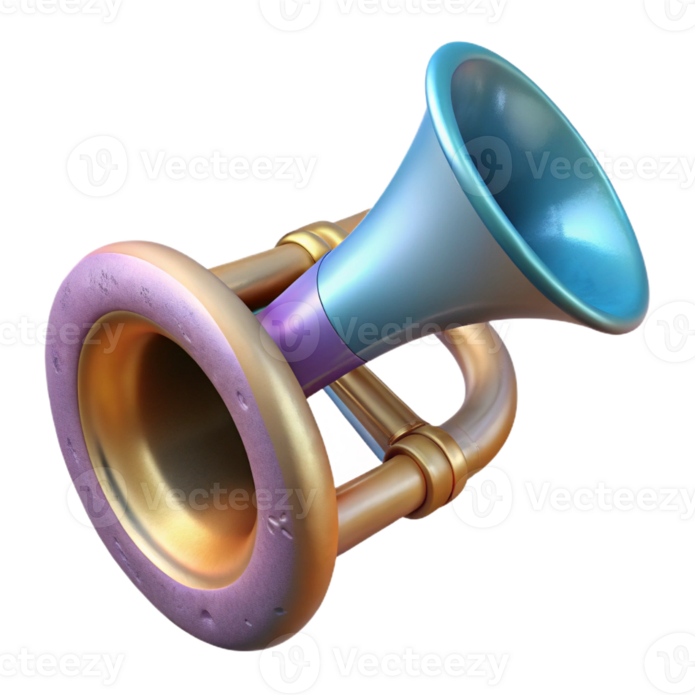 beautiful abstract Music Instrument Trumpet Side View Transparent Background premium png