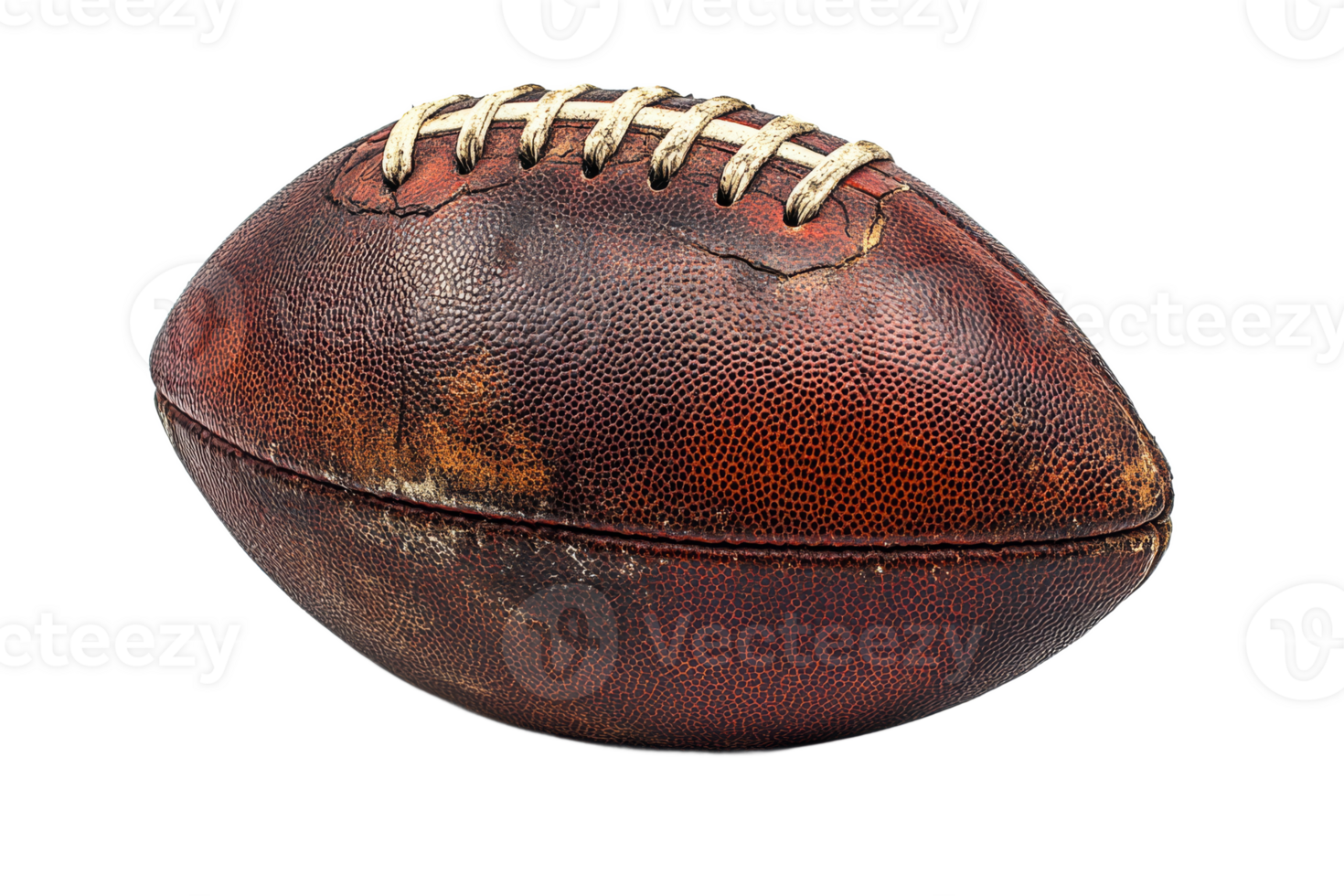 Old leather football with visible wear and tear png