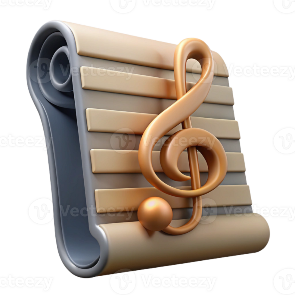 beautiful rustic Music Sheet with Treble Clef Element png