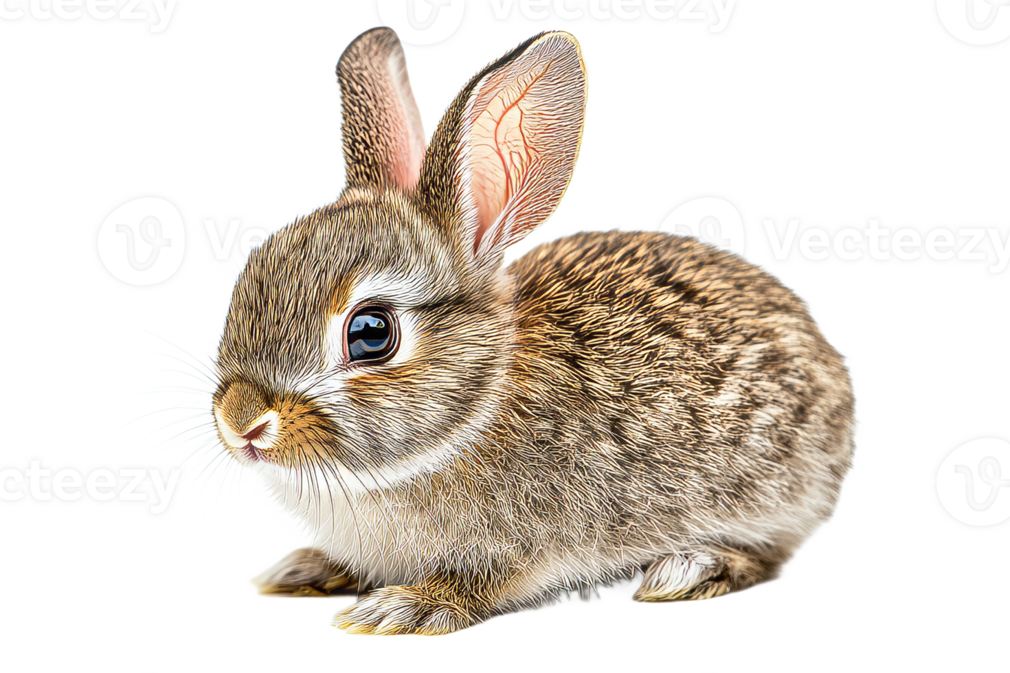 Soft furred rabbit with bright eyes png