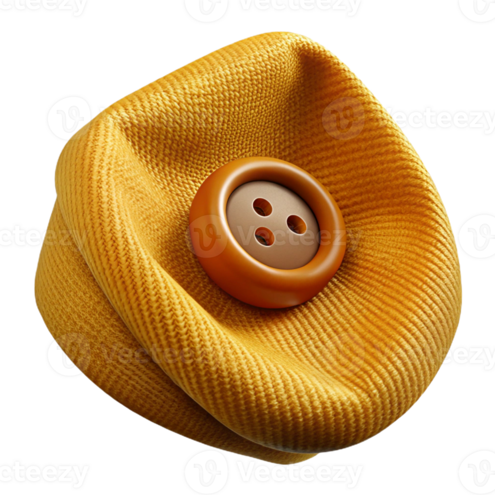 vibrant rustic Mustard Yellow Corduroy Fabric Button Detail Transparent Background high quality png