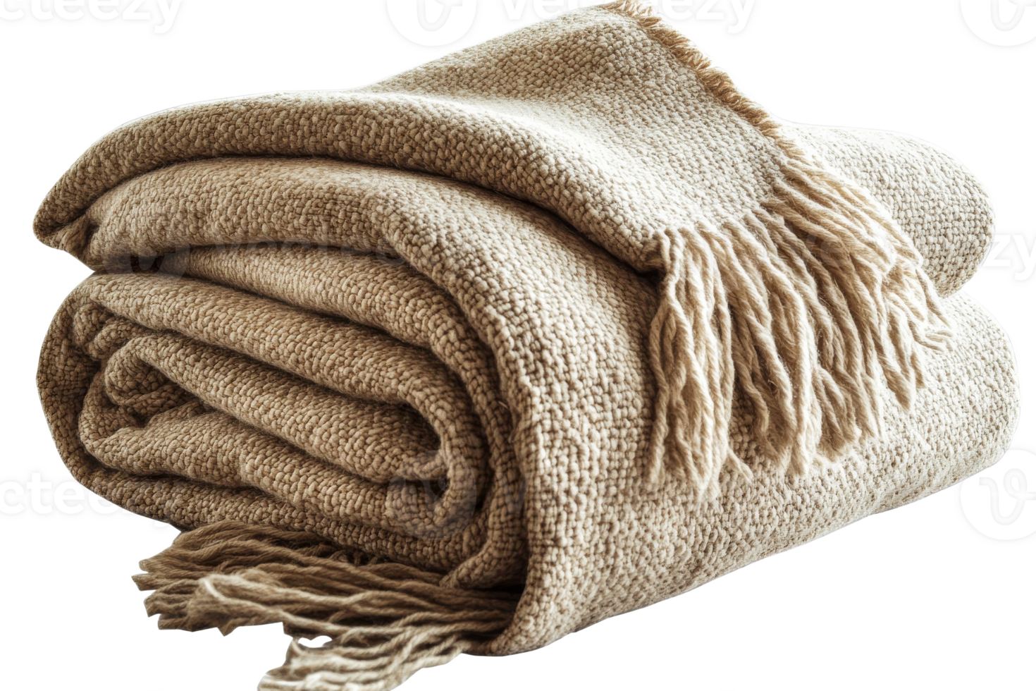 Beige fringe blanket on transparent background png