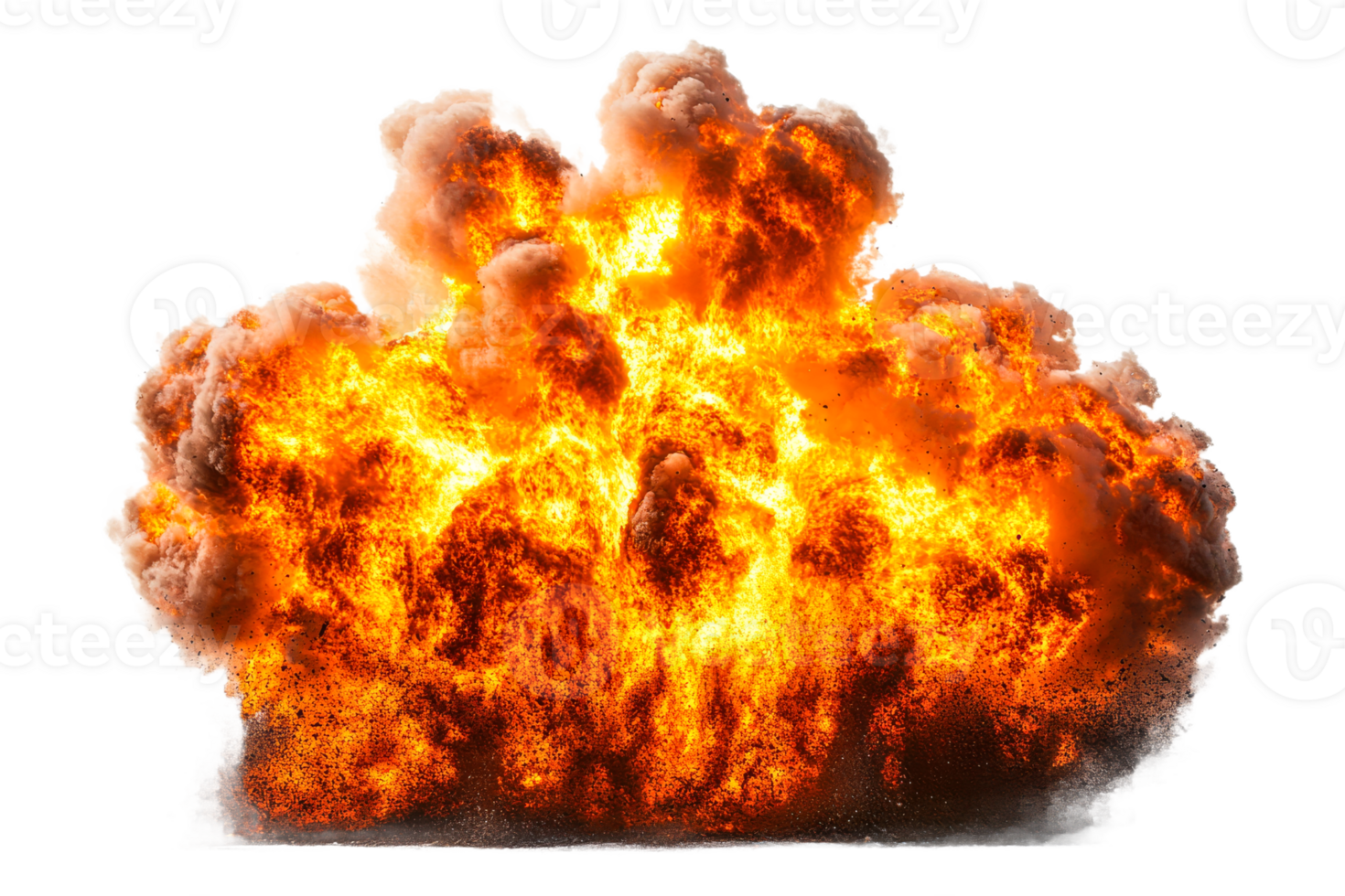 Fire and smoke burst on transparent background png