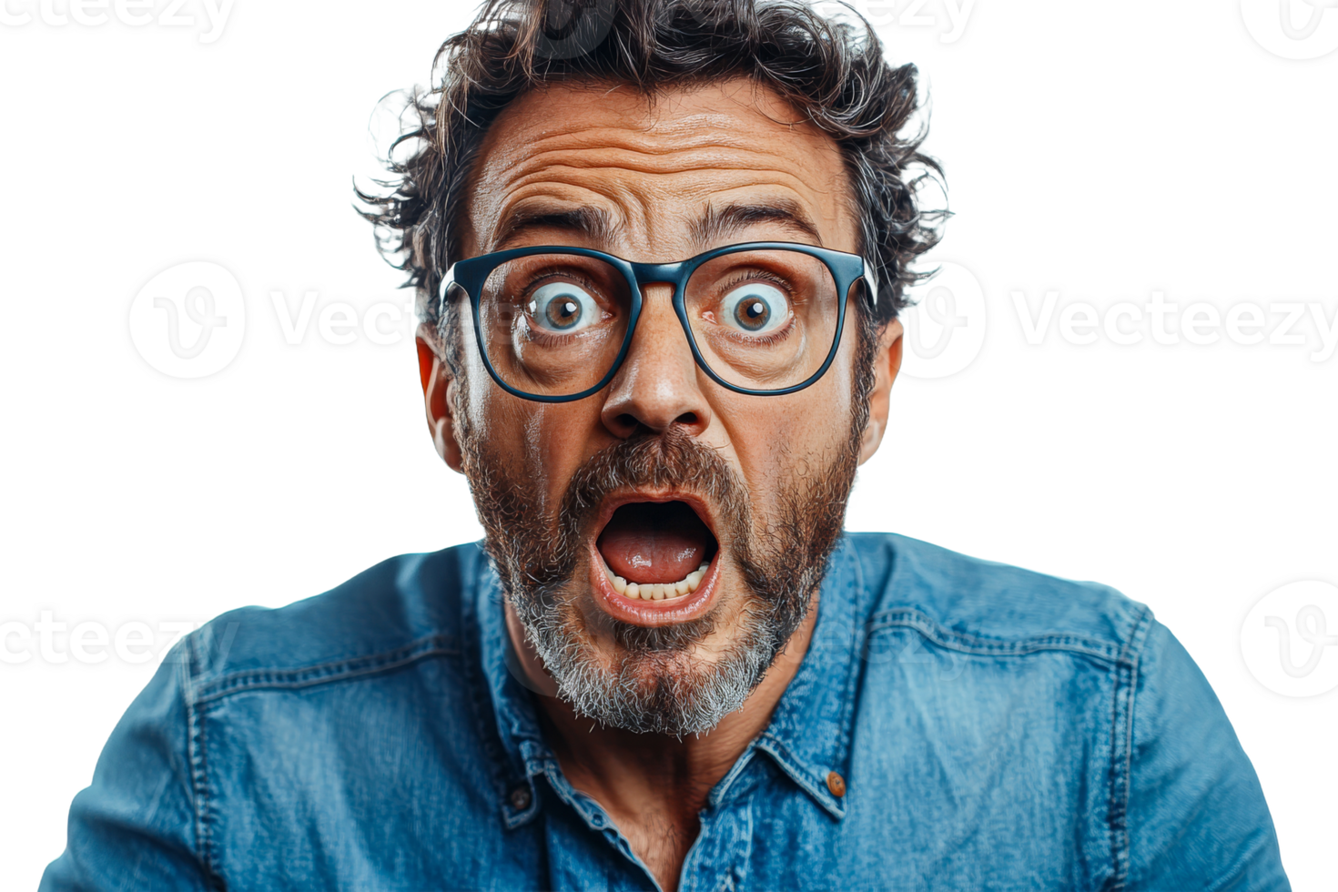 Man expressing shock with wide eyes and open mouth png