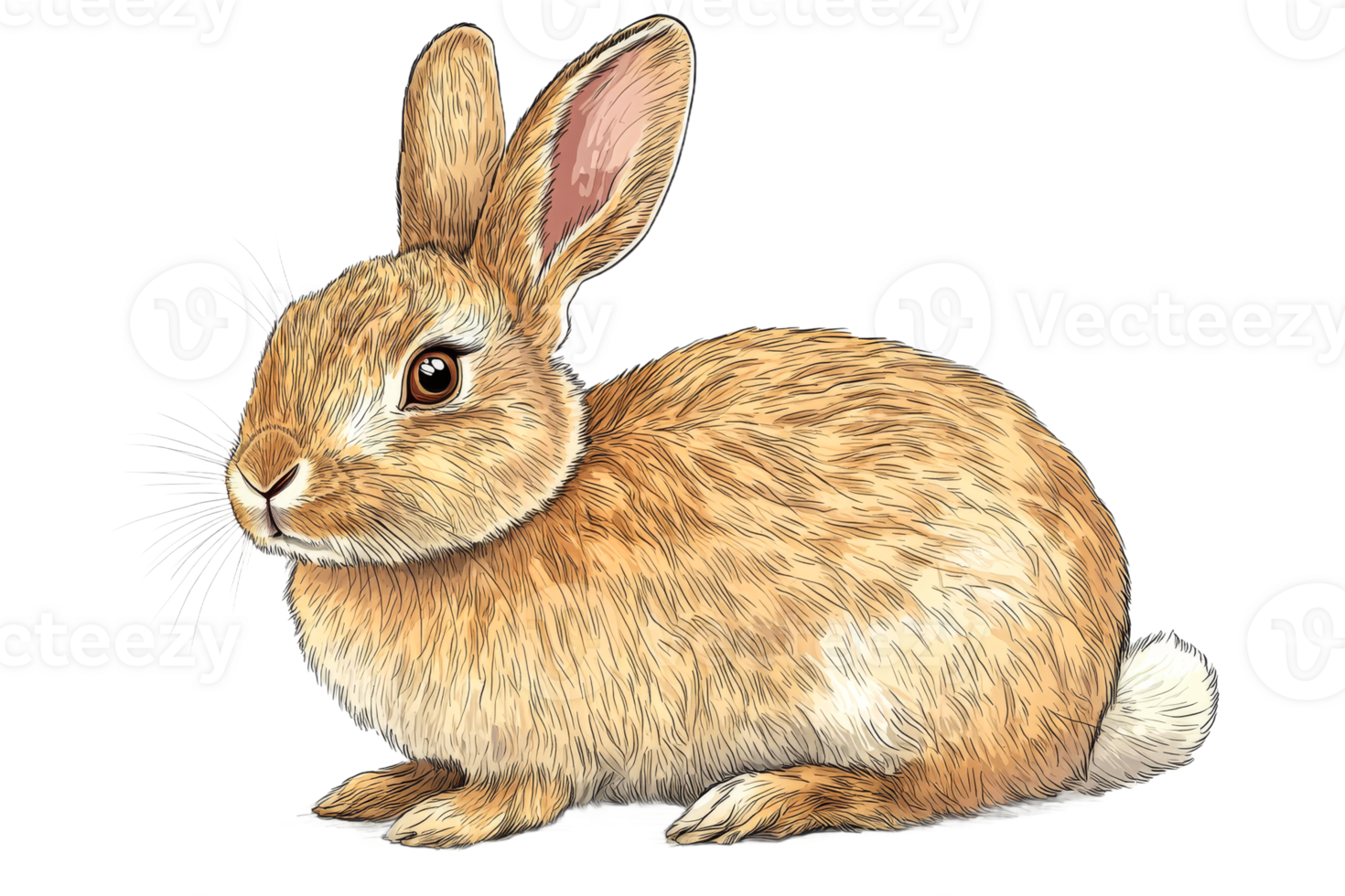 Cute rabbit with soft fur, cut out transparent png