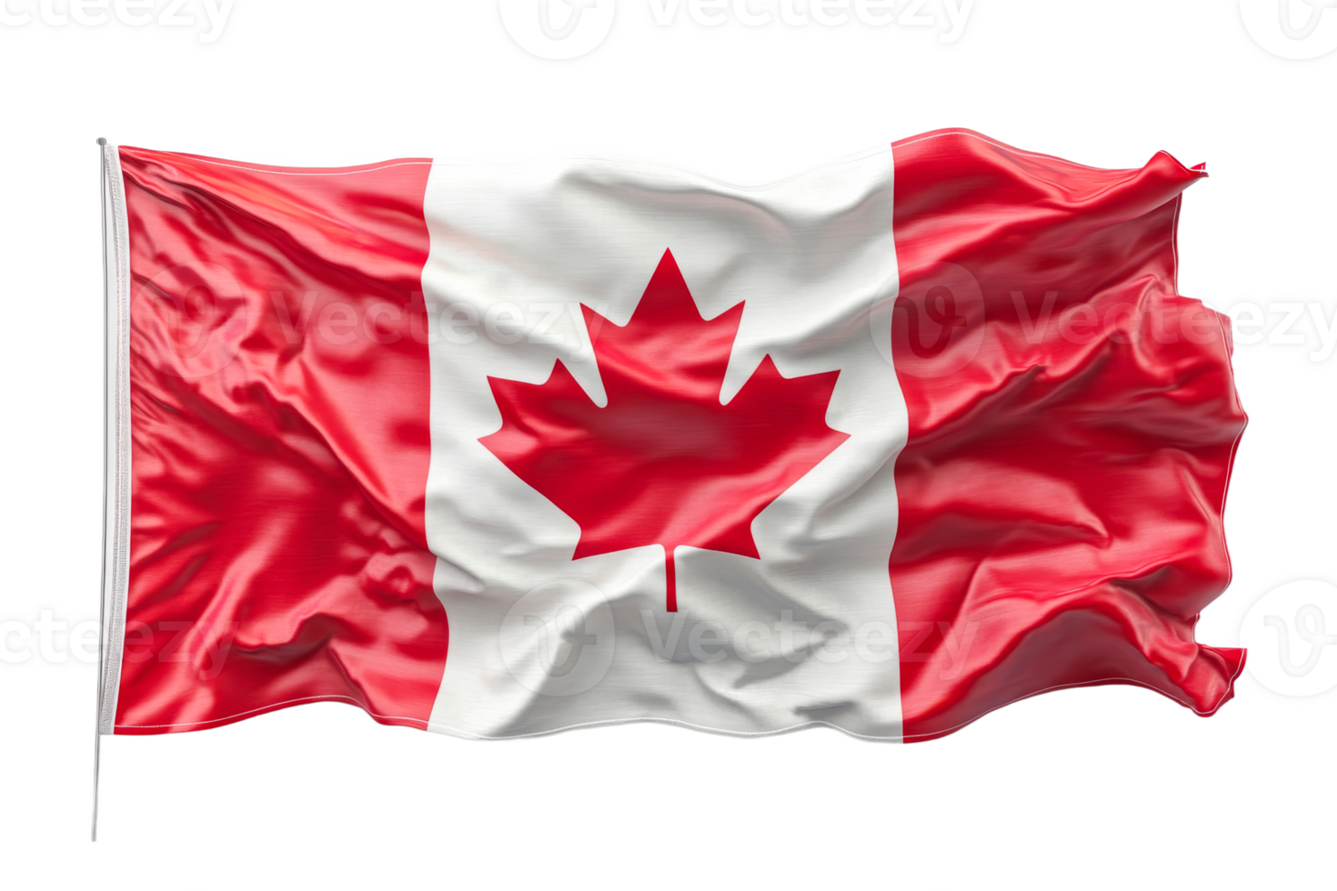 Canadian flag waving gracefully on a transparent background png