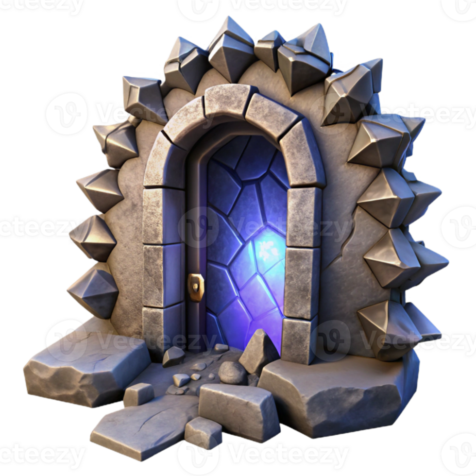 serene minimalist Mysterious Portal Emerging From Cracked Wall Isolated genuine png