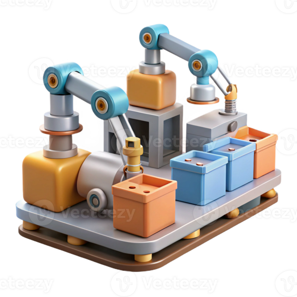 extraordinary contemporary Nanobot Assembly Line in Factory Setting Transparent Background premium png