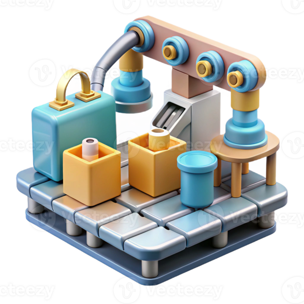 dramatic traditional Nanobot Assembly Line in Factory Setting Transparent Background genuine png
