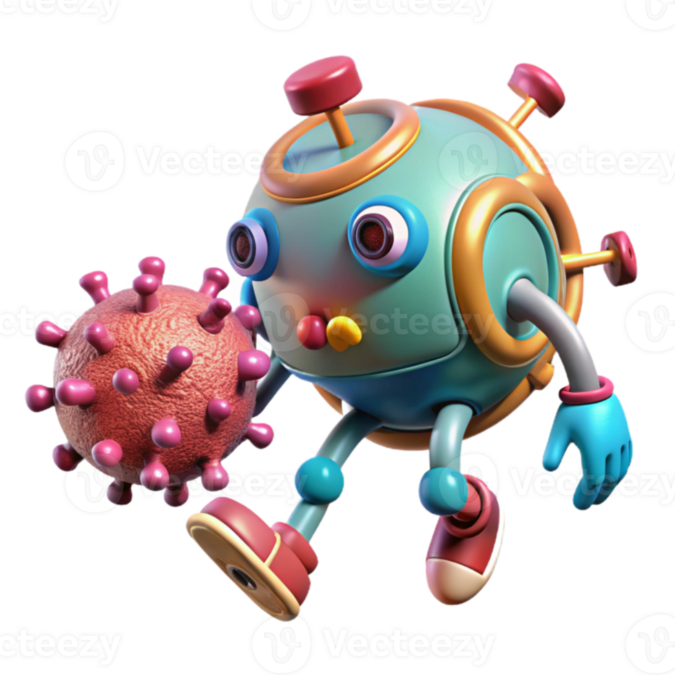 beautiful vintage Nanobot Delivering Antibodies to Cell Isolated detailed png