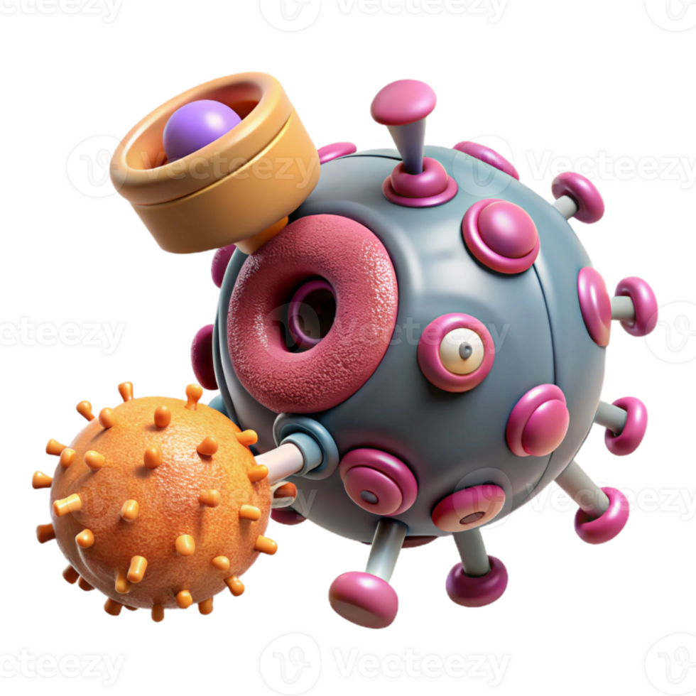 serene minimalist Nanobot Delivering Enzymes to Cell Isolated original png