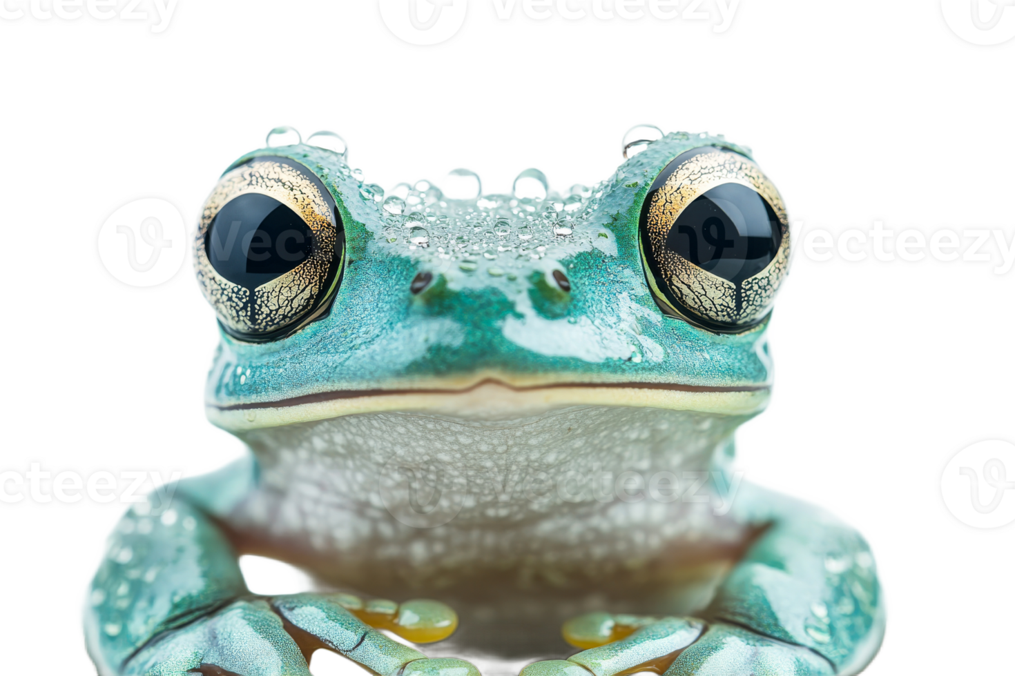 Frog with droplets on skin against white background png