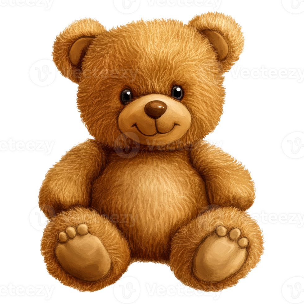 Cute teddy bear with a friendly expression and soft fur png