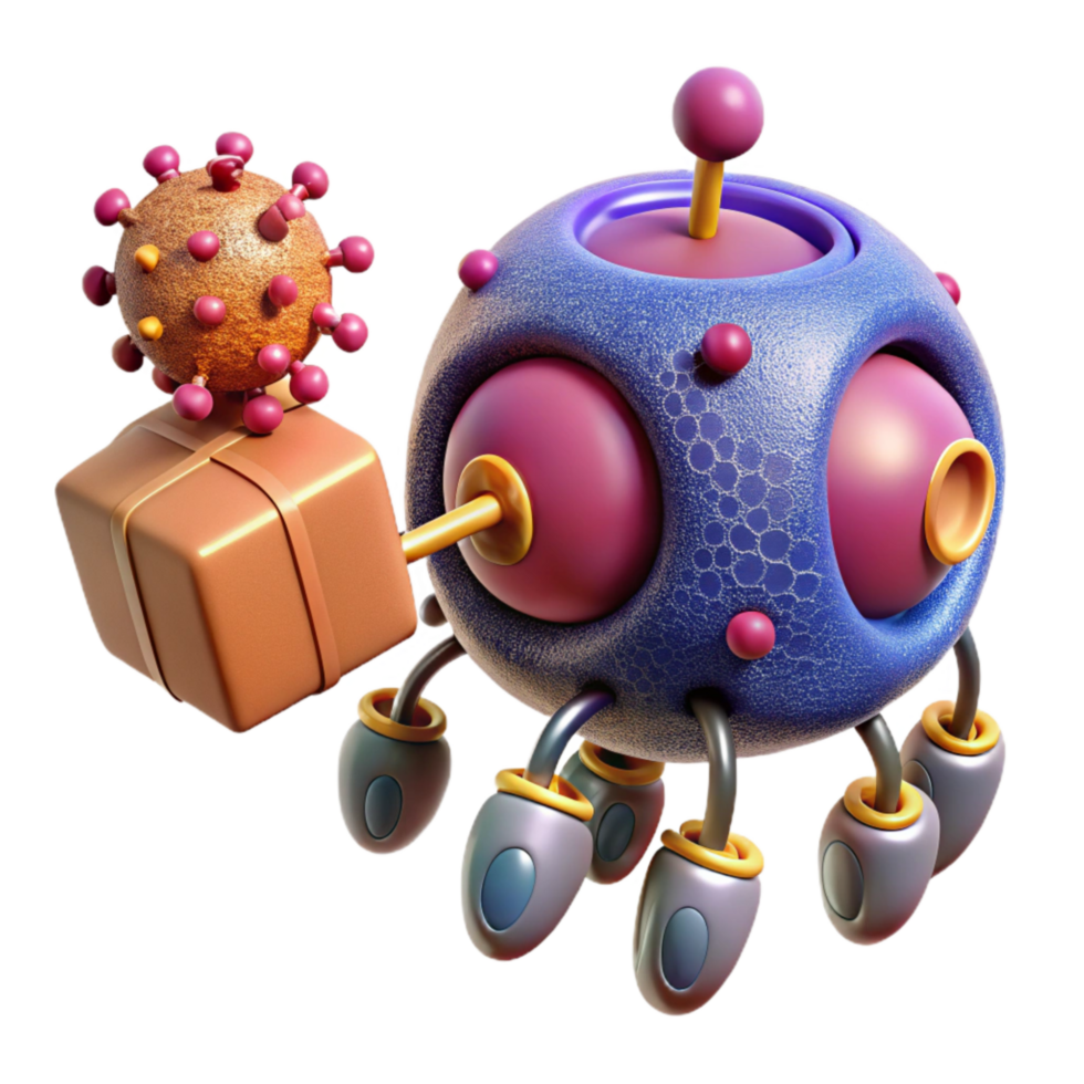 elegant artistic Nanobot Delivering Proteins to Cell Isolated detailed png