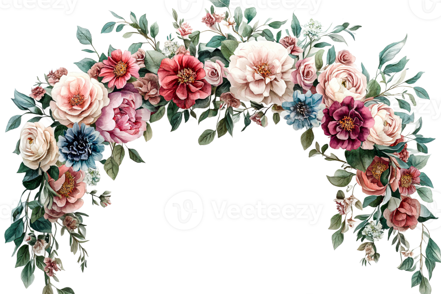 Beautiful floral arch design with various blossoms png