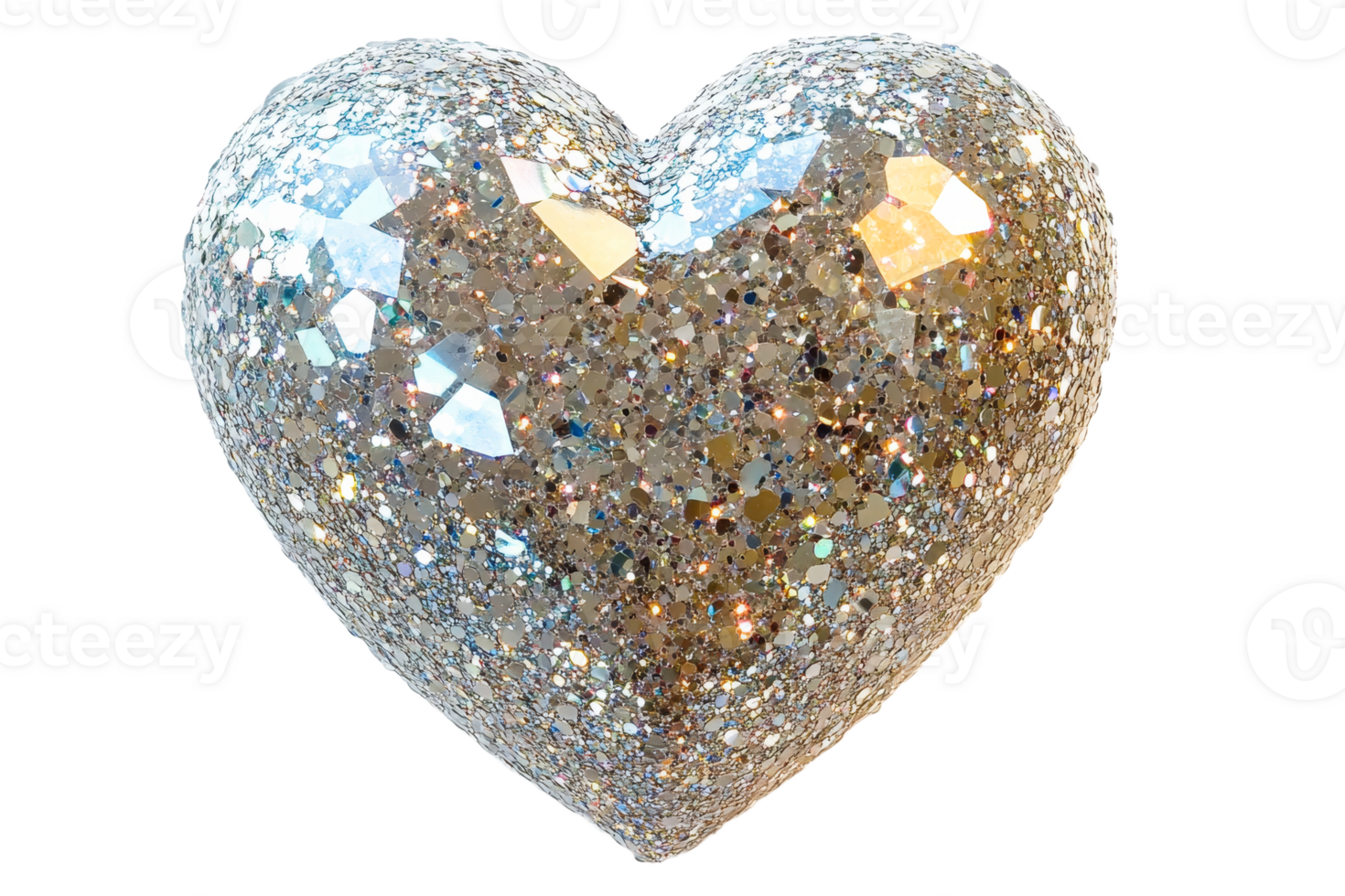 Glittering heart decor on a clear background png