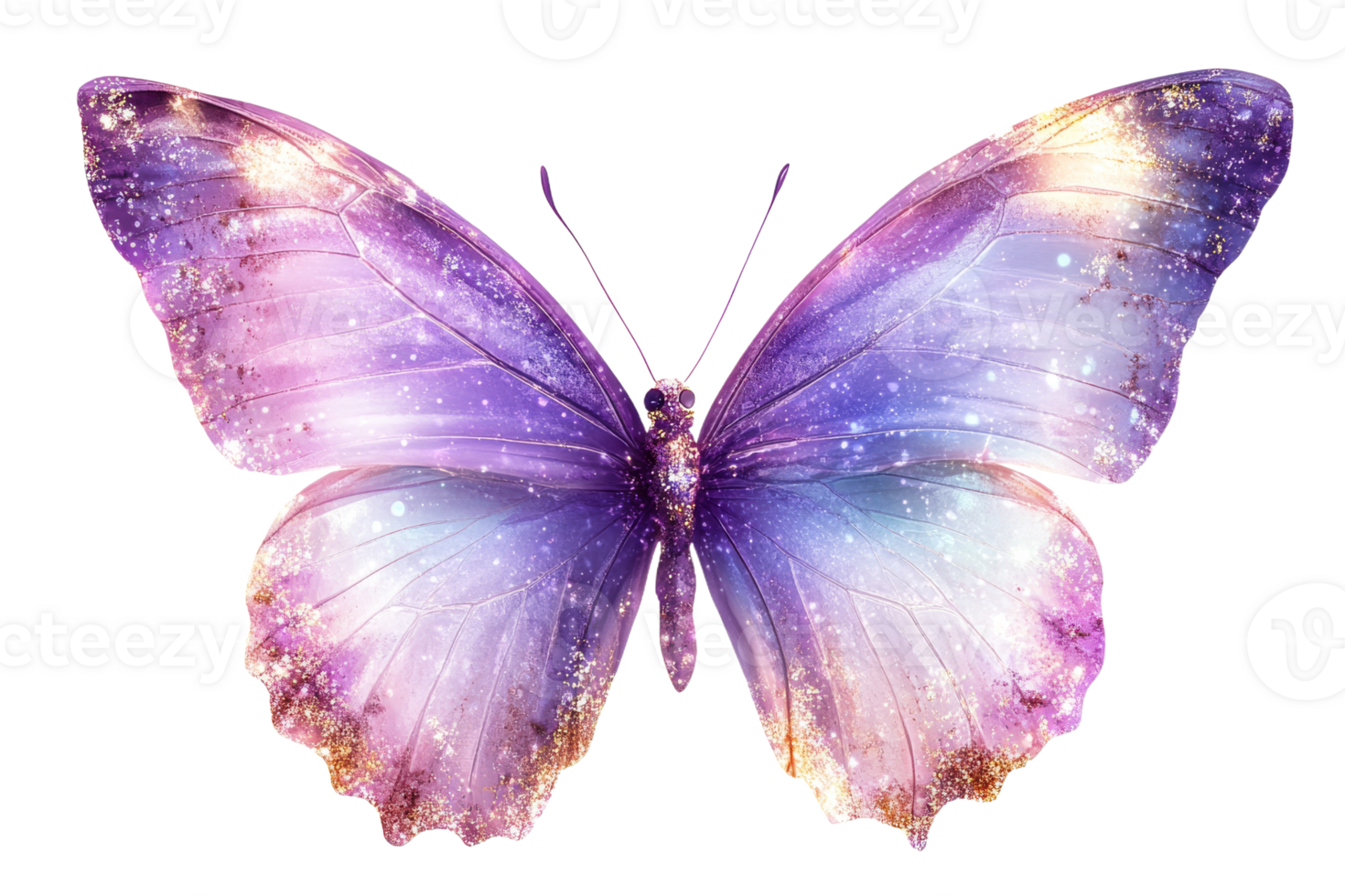 Beautiful purple butterfly with dreamy glitter effect png