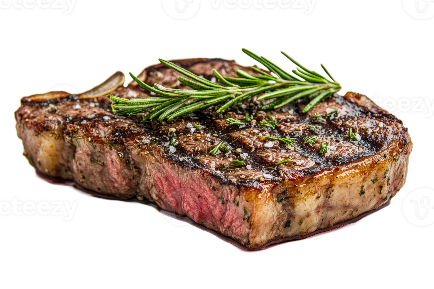 Grilled steak with rosemary on a transparent background png