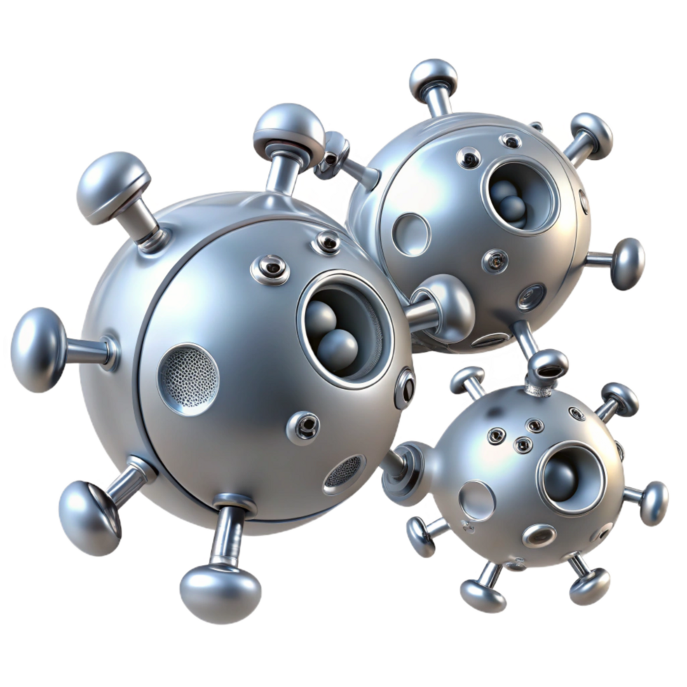impressive vintage Nanobots Microscopic View Silver Transparent Cutout high resolution png
