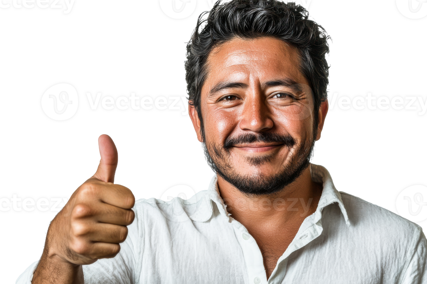 Happy man giving thumbs up with a cheerful smile png