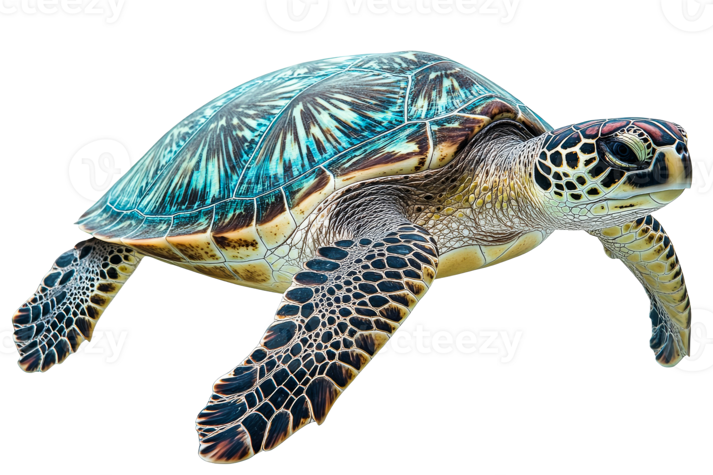 Colorful turtle swimming gracefully through ocean waters png